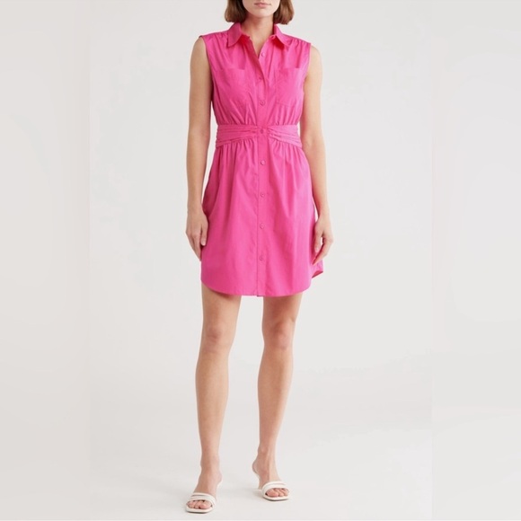 Derek Lam 10 Crosby Cora Sleeveless Cotton Shirtdress In Magenta Size 8 NWT - Picture 1 of 5
